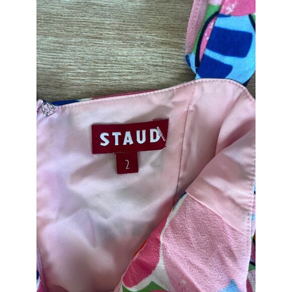 Staud Chiquita Floral Peach Print Mini Dress Size 2 - Picture 4 of 5